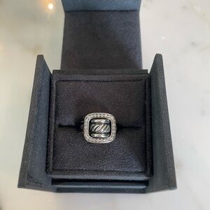 David Yurman Diamond and Silver Buckle Ring